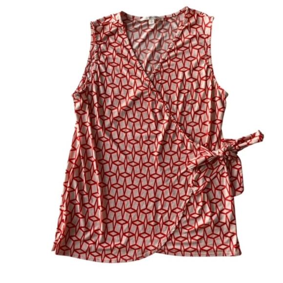 41Hawthorn Orange Geometric Pattern Faux Wrap Blouse - Size XL - Picture 1 of 4